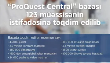 “ProQuest Central” bazası 123 müəssisənin istifadəsinə verilib
