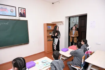 Leyla Əliyeva və Alena Əliyeva Qubada internat tipli ümumtəhsil məktəbini və STEAM mərkəzini ziyarət ediblər