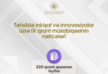 Təhsildə inkişaf və innovasiyalar üzrə IX qrant müsabiqəsinin nəticələri açıqlanıb