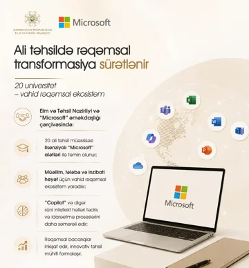 Elm və Təhsil Nazirliyi və “Microsoft” ali təhsil müəssisələrində rəqəmsal alətlərə çıxışı genişləndirir